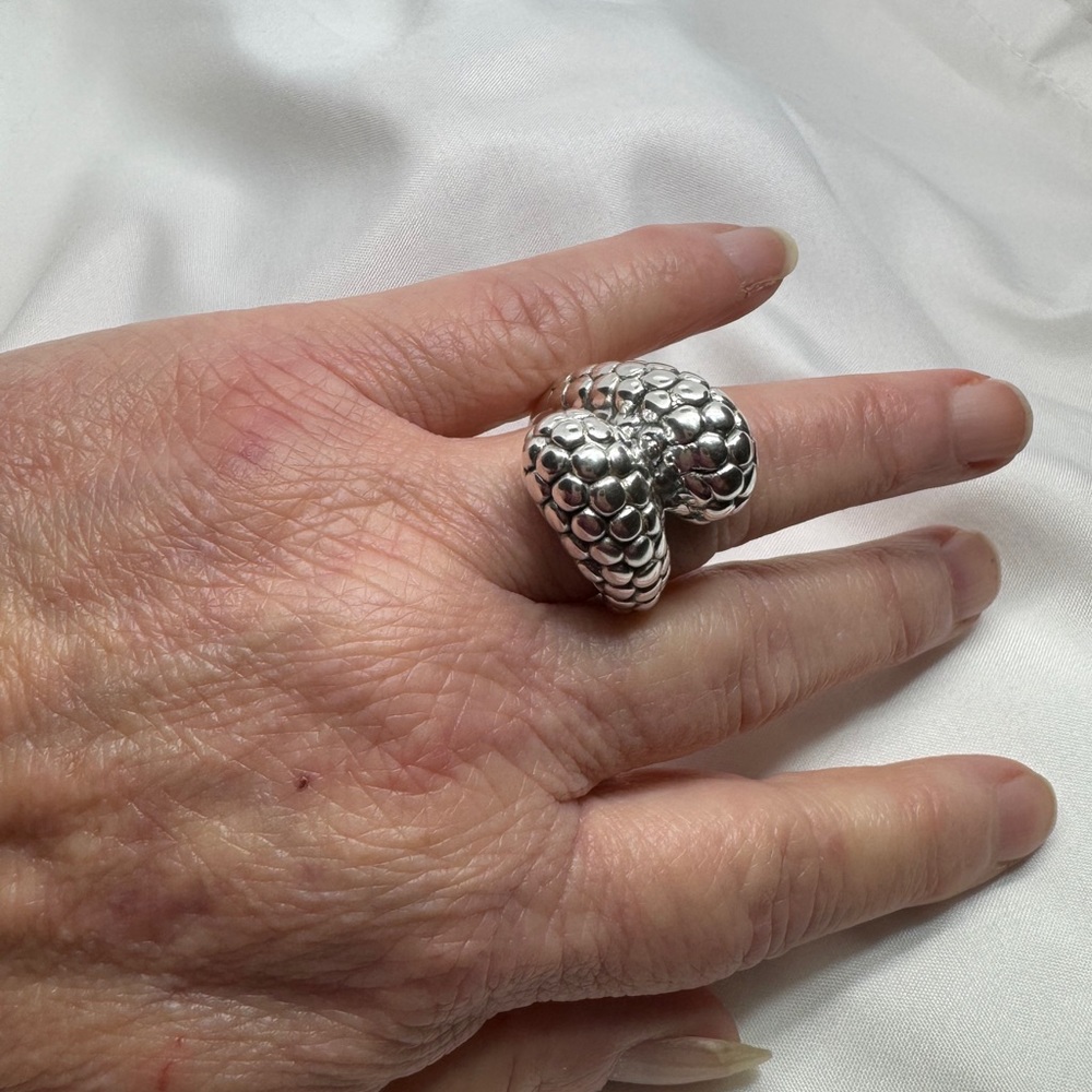 🌹Sterling Silver Snake skin tube bypass Ring - Picture 9 of 9